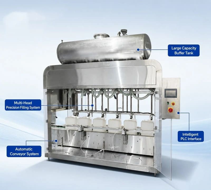 Liquid Fertilizer Production Line: Equipment and Process Guide 2 Automatic liquid fertilizer filling and packaging production line